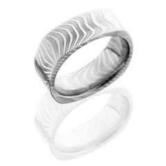Tiger Patterned Damascus Steel 8mm Flat, Square Band