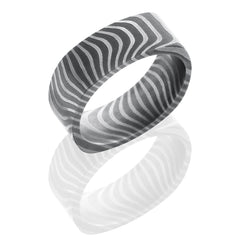 Tiger Patterned Damascus Steel 8mm Flat, Square Band