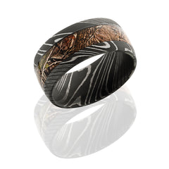 Damascus Steel 10mm band with Kings Woodland camo inlay