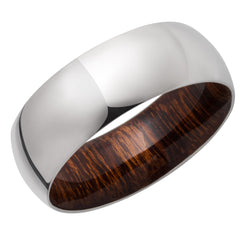Titanium 6mm Domed band with Desert Ironwood Hardood Sleeve.