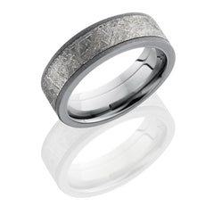 Titanium 7mm Flat Band with 5mm Meteorite