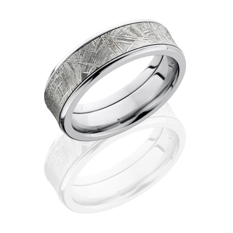 Cobalt Chrome 7mm Concave Band with Beveled Edges and 5mm Meteorite
