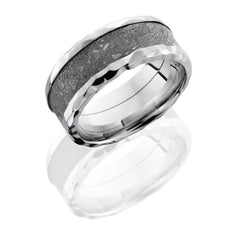 Cobalt Chrome 9mm Beveled Band with 5mm Meteorite
