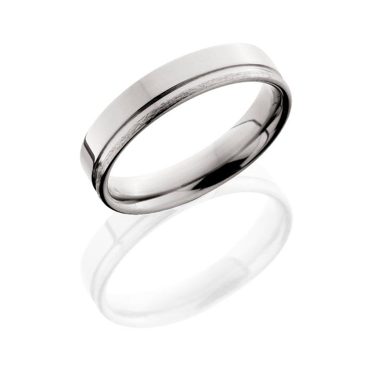 Titanium 5mm Domed Band with Off Center Groove