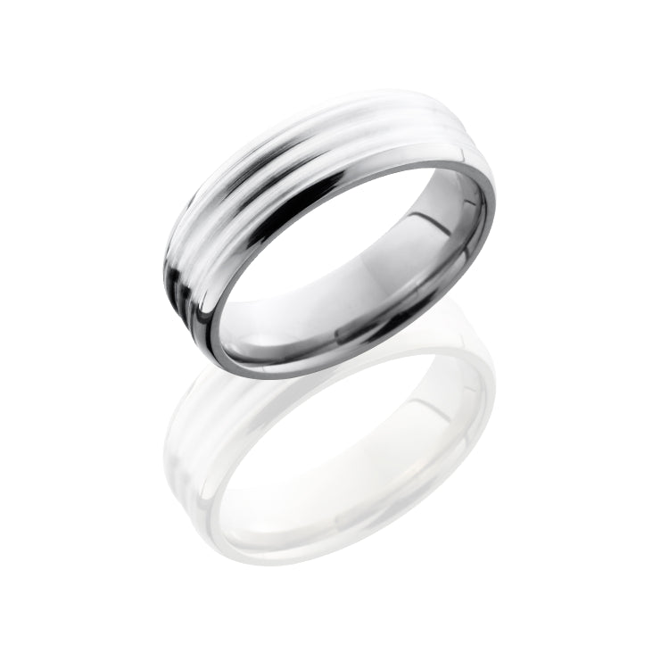 Titanium 6mm Beveled Band with Sterling Silver Inlay