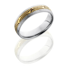 Titanium 6mm Domed Band with 18KY & Shakudo Mokume Band