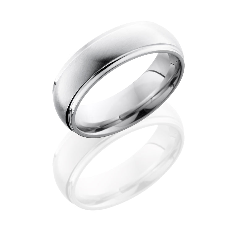 Titanium 7mm Domed Band with Grooved Edges