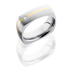 Titanium 7mm Domed Eurosquare with 14KY Inlay and Flush Set White Round Diamond