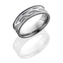 Titanium 7mm Flat Band with Flame Pattern