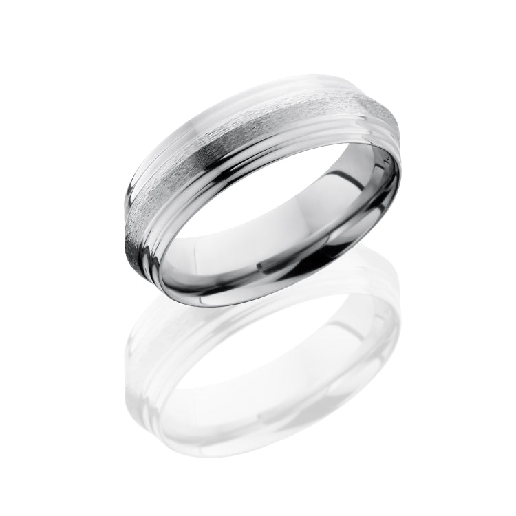 Titanium 7mm Peaked Band with Double Grooved Edges