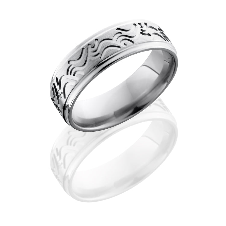 Titanium 7mm Flat Band with Grooved Edges