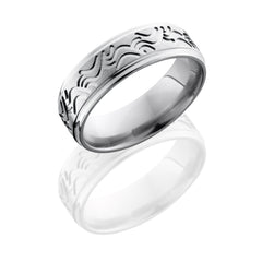 Titanium 7mm Flat Band with Grooved Edges