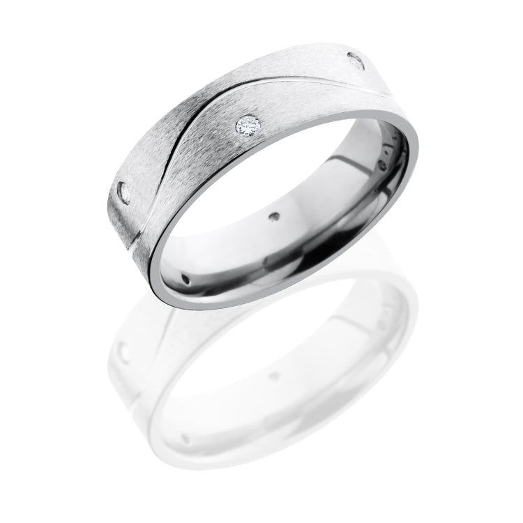 Titanium 7mm Flat with Infinity and Flush Set White Round Diamonds