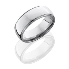 Titanium 8mm Domed band with Reverse Milgrain