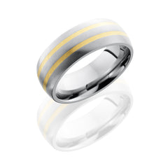 Titanium 8mm Domed Band with 2mm 14KY