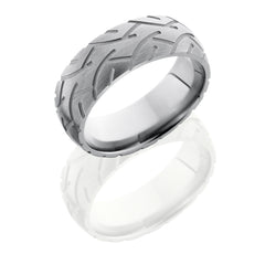Titanium 8mm Domed Band with Tire Tread Pattern