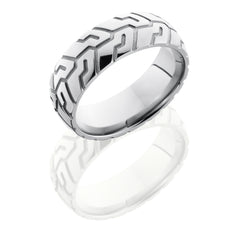 Titanium 8mm Domed Band with Tire Tread Pattern