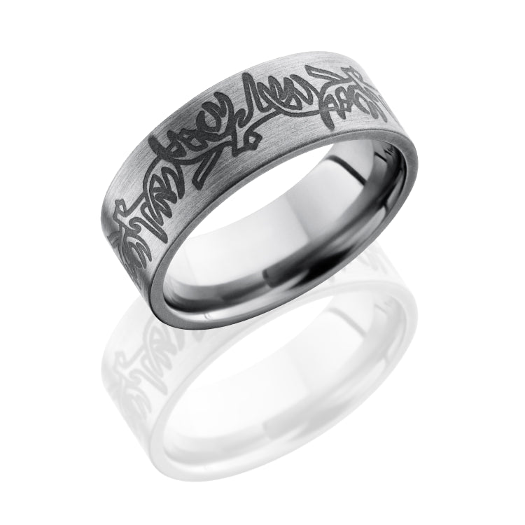 Titanium 8mm Flat Band with Antler Pattern
