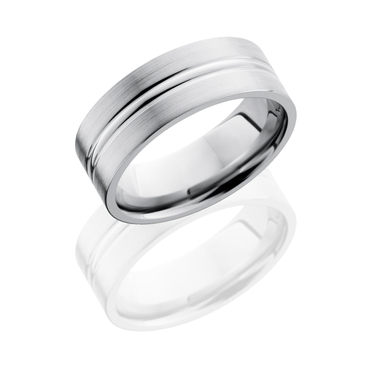 Titanium 8mm Flat Band with Domed Center