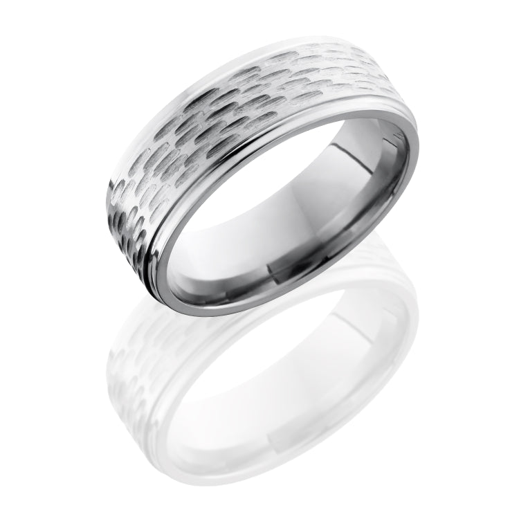 Titanium 8mm Flat Band with Grooved Edges