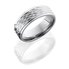 Titanium 8mm Flat Band with Grooved Edges