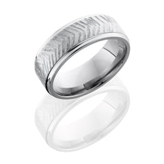 Titanium 8mm Flat Band with Grooved Edges