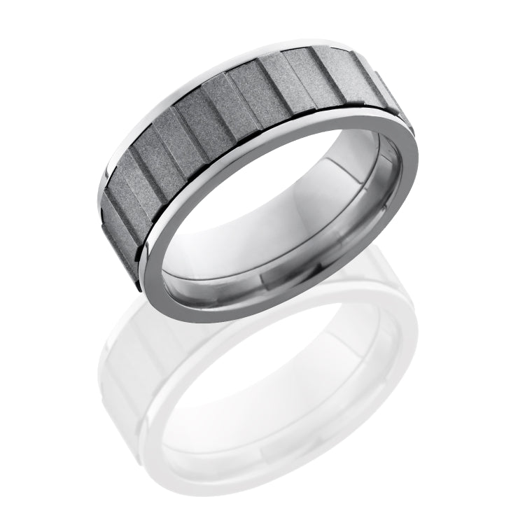 Titanium 8mm Flat, Spinner Band with Gear Pattern
