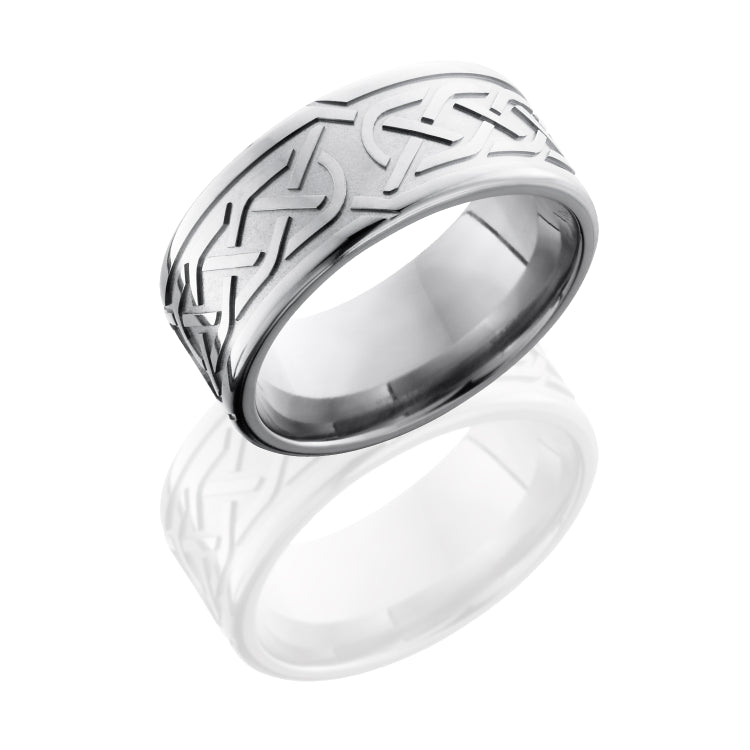 Titanium 9mm Flat Band with Celtic Pattern