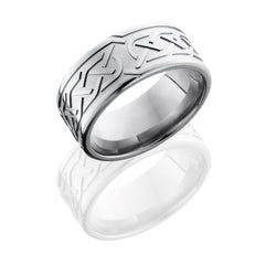 Titanium 9mm Flat Band with Celtic Pattern