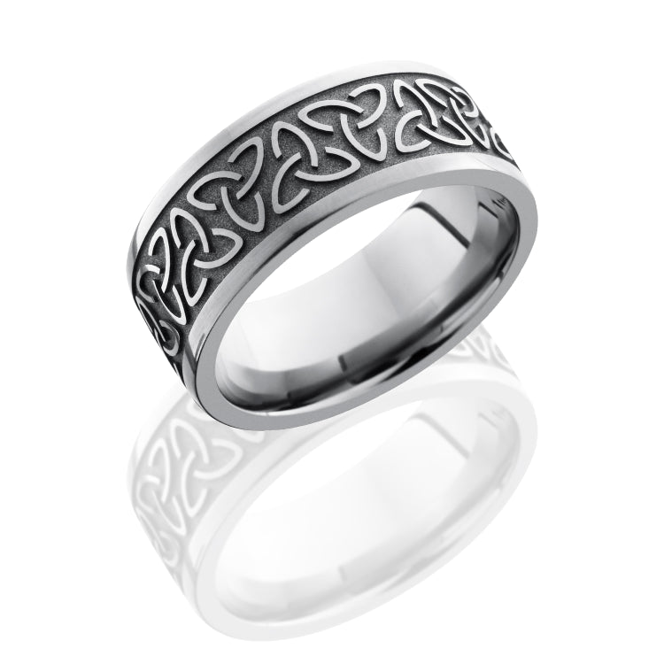 Titanium 9mm Flat Band with Trinity Pattern