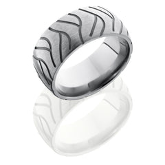 Titanium 10mm Domed Band with Tire Tread Pattern