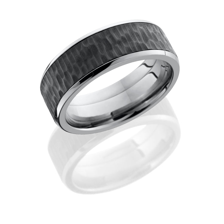 Titanium 8mm beveled band with 6mm Zirconium center