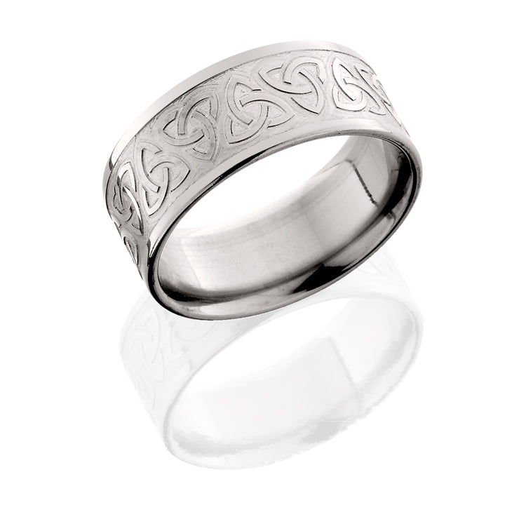 Titanium 9mm flat band with celtic pattern