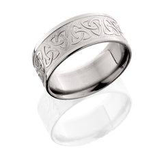 Titanium 9mm flat band with celtic pattern