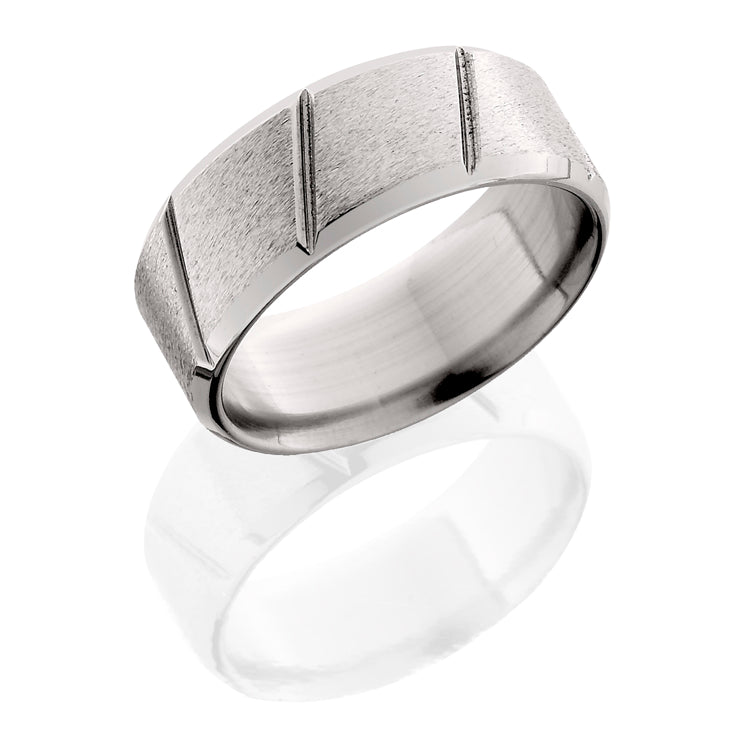 Titanium 9mm band with diagonal grooves