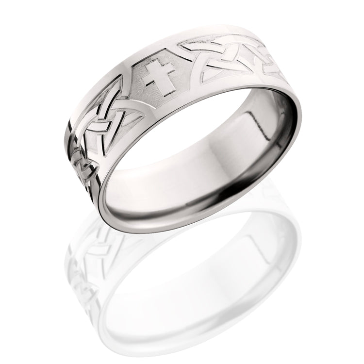 Titanium 9mm Domed Band with Grooved Edges