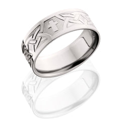 Titanium 9mm Domed Band with Grooved Edges