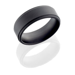 Tungsten Ceramic 8mm Flat Band with Grooved Edges