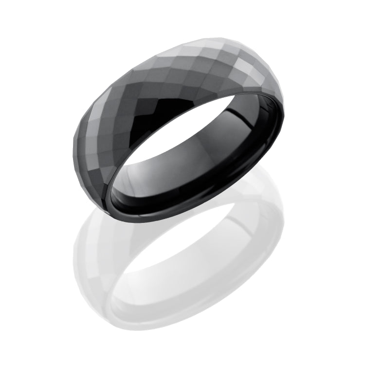 Ceramic 6mm Domed Band with Beveled Edges and Facets