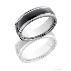 Tungsten and Ceramic 7mm Domed Band with Rounded Edges