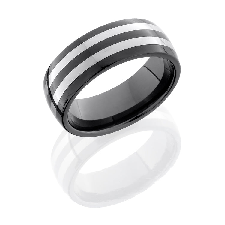 Tungsten and Ceramic 8mm Domed Band