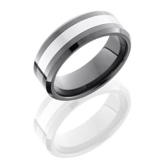 Ceramic and Tungsten 8mm Beveled Band