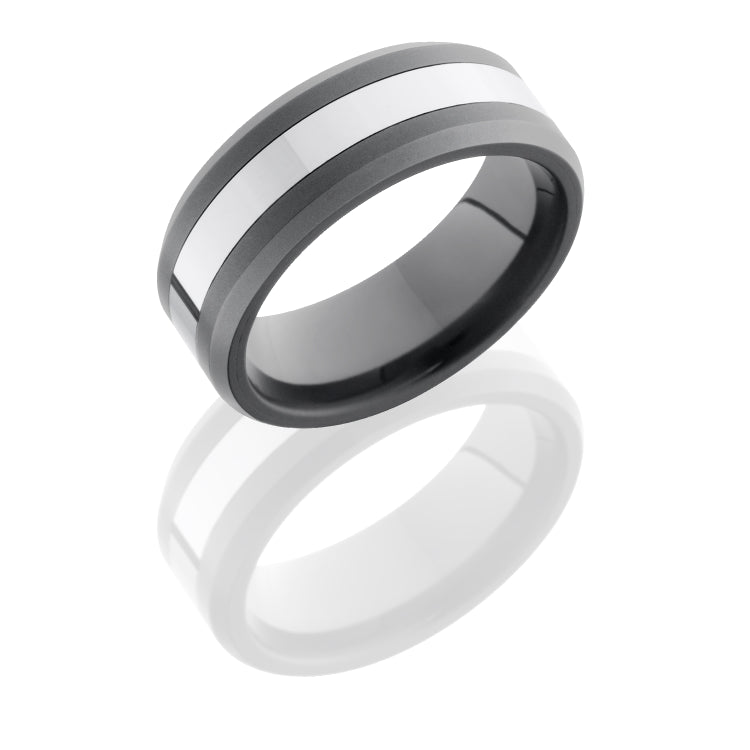 Ceramic and Tungsten 8mm Beveled Band