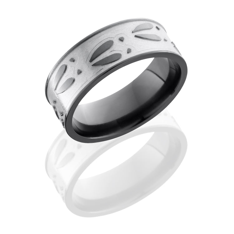 Zirconium 8mm Flat Band with Deer Track Pattern
