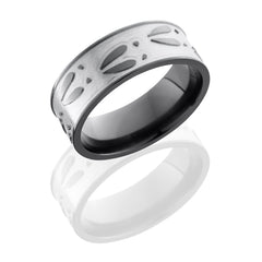 Zirconium 8mm Flat Band with Deer Track Pattern