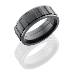 Zirconium 8mm Flat, Spinner Band with Gear Pattern