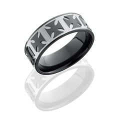 Zirconium 8mm Flat Band with Maltese Cross Pattern