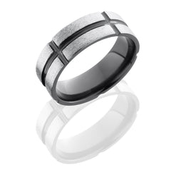 Zirconium 8mm Flat Band with Segmented Pattern