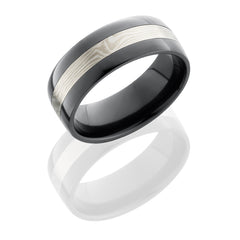 Zirconium 8mm Flat Band with SS and Shakudo Mokume