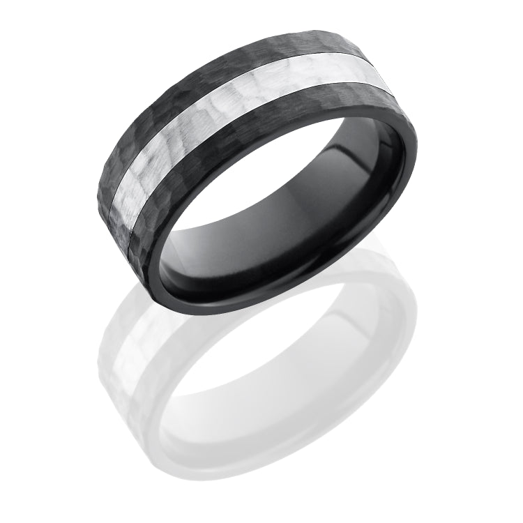 Zirconium 8mm Flat Band with 3mm SS